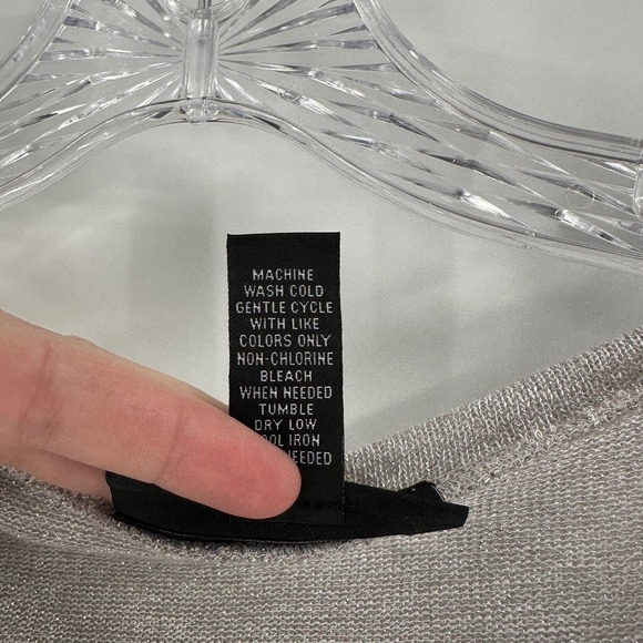 INC. International Concepts Gray Metallic Crew Neck Ruffle Hem Knit Top Medium - Picture 9 of 10